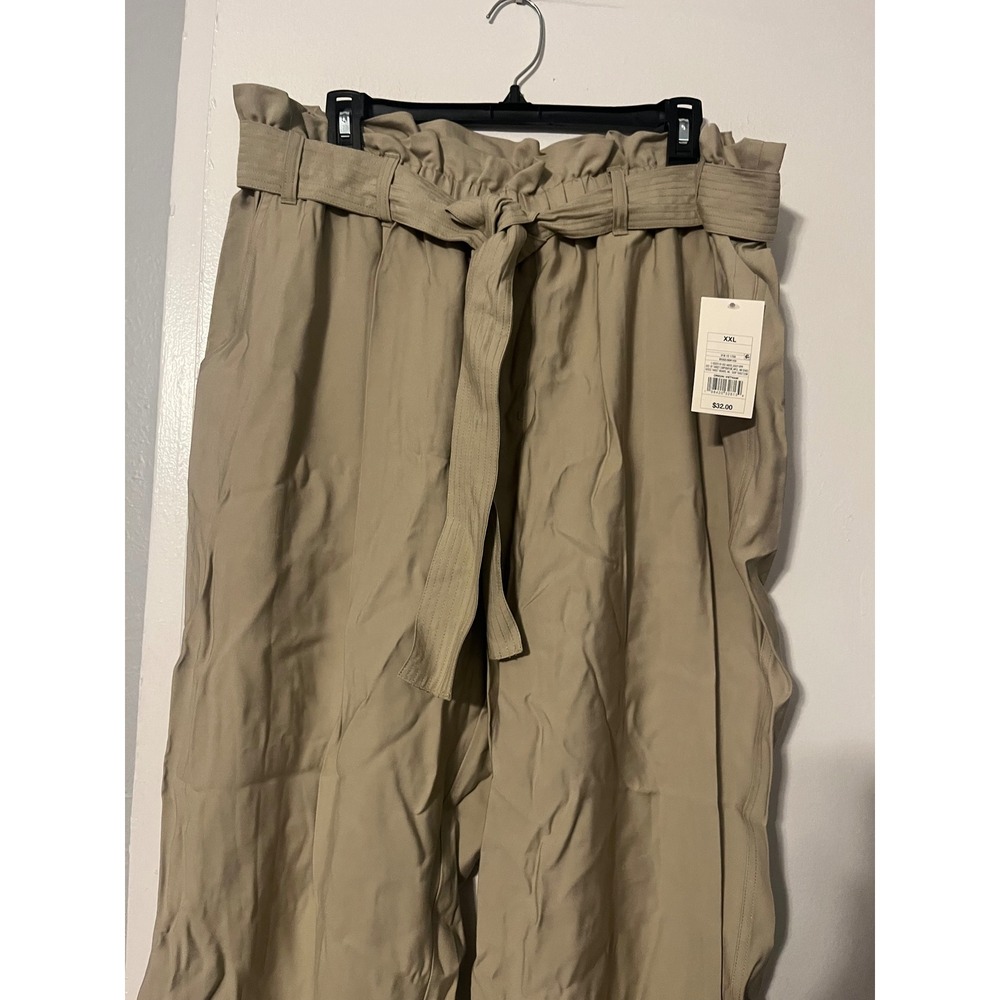 A New Day Beige Paperbag Waist High Rise Straight Leg Pants XXL NWT - Picture 3 of 9